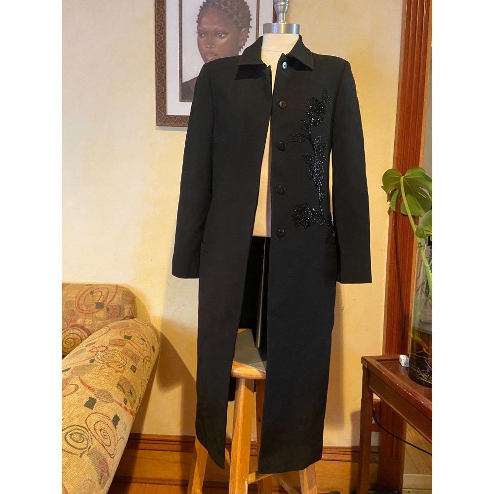 Ladies Size 40 Italy Gianni Versace Couture Black Beaded Jacket/Coat